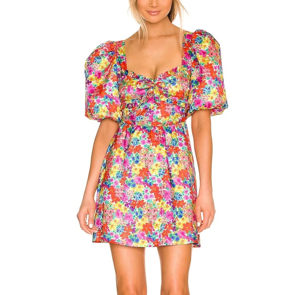 NWOT For Love and Lemons Merrill Puff Sleeve Mini Dress